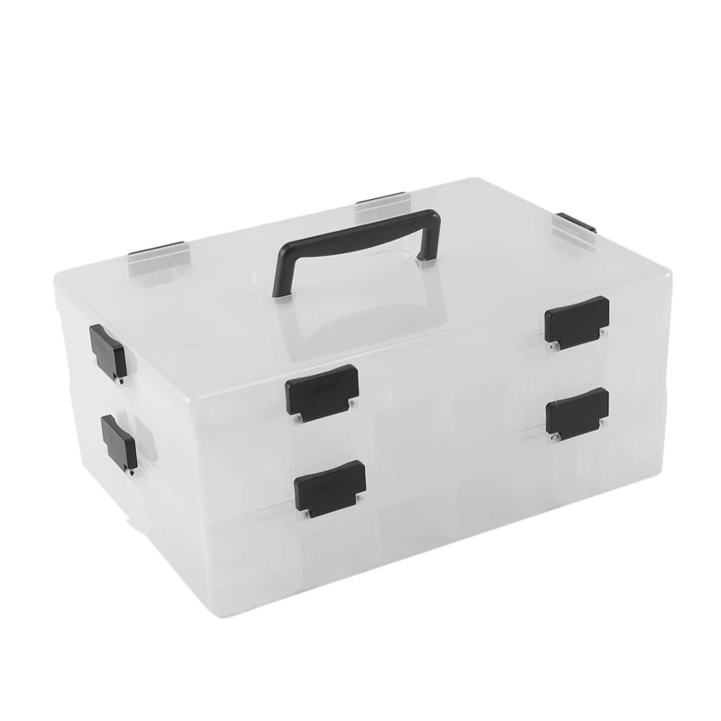 

Building Blocks Toys Large Capacity Hand Kids Storage Case Clear PP Organizer Box Can Adjust the Storage Space Double Layer