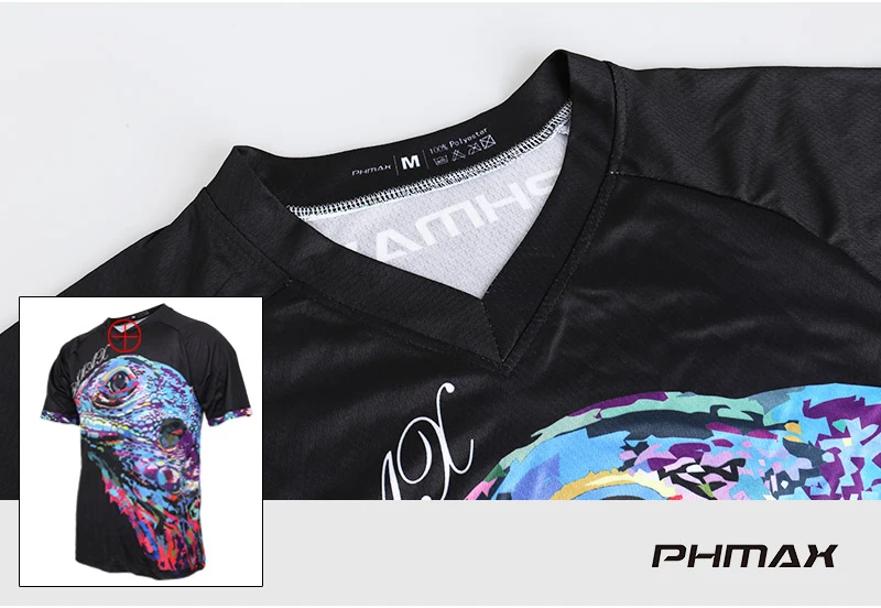 PHMAX, короткий рукав, Майки для велоспорта, дышащие, MTB, горные майки, быстросохнущие, для мотокросса, Джерси, для гонок, велосипеда, DH, рубашка, одежда