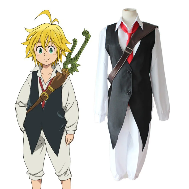 

Anime The Seven Deadly Sins Cosplay Meliodas Dragon's Sin of Wrath Cosplay Costume Full Set Uniforms(Shirt+Vest+Pants+Tie)