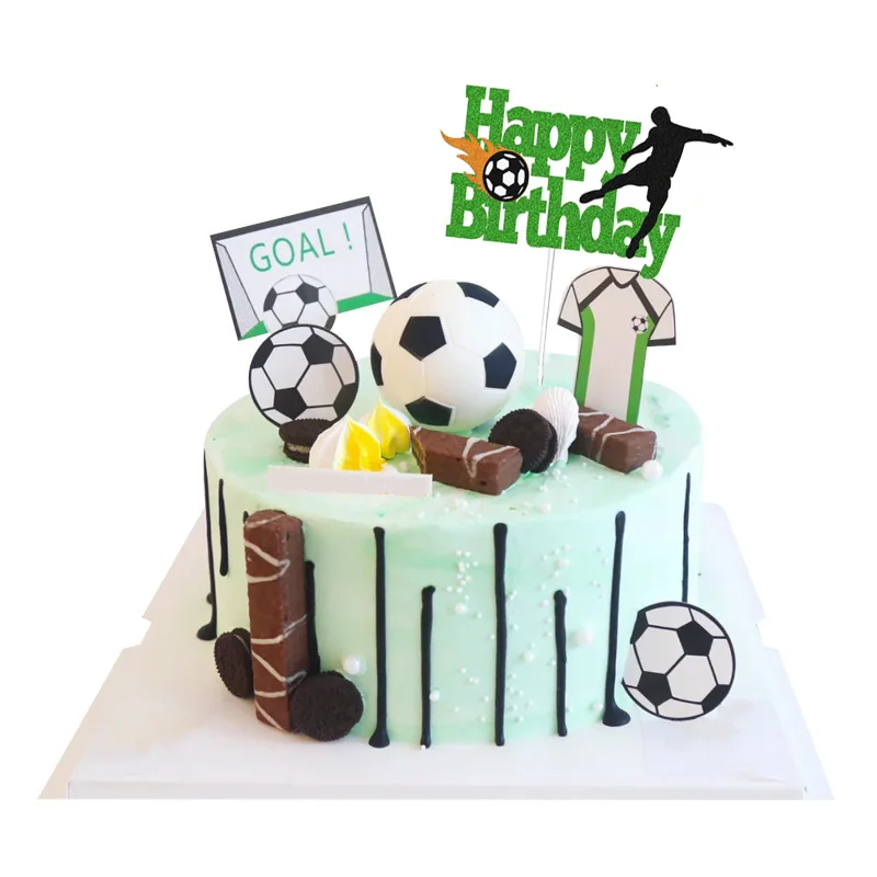 9 pçs/set futebol jogo bolo topper festa de aniversário decorações do bolo  de futebol crianças menino pé bola brinquedos de festa suprimentos -  AliExpress