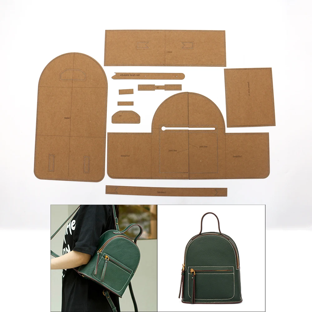 DIY leather craft women backpack kraft sewing pattern template set 21.5x25x11.5cm