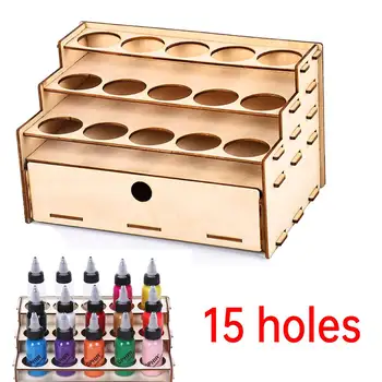 

DIY Wooden Pigment Bottle Drawer Storage Organizer Holes Color Paint Ink Brush Stand Rack Modular Holder