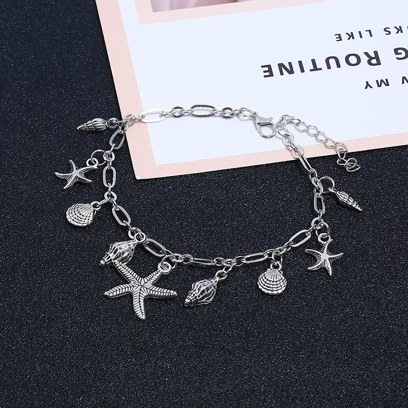 Источник Европа и Америка японский и Южнокорейский стиль Универсальный Морская звезда ракушка волны кулон ракушка мода ножной браслет кисточки