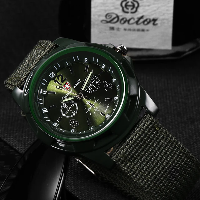 Montre militaire à quartz pour hommes, montres de l'armée en nylon,  bracelet en toile, montre-bracelet de sport décontractée - AliExpress