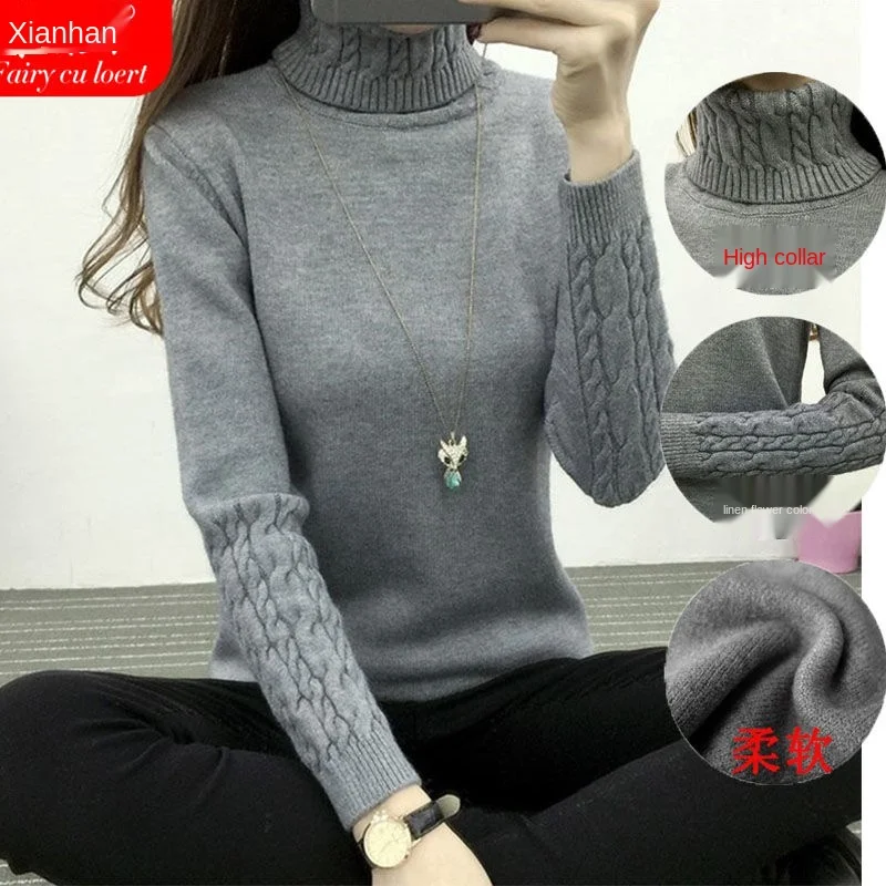 

In the autumn and winter of 2020, women's Korean-style all-match twist slim-fit thickened base sweater