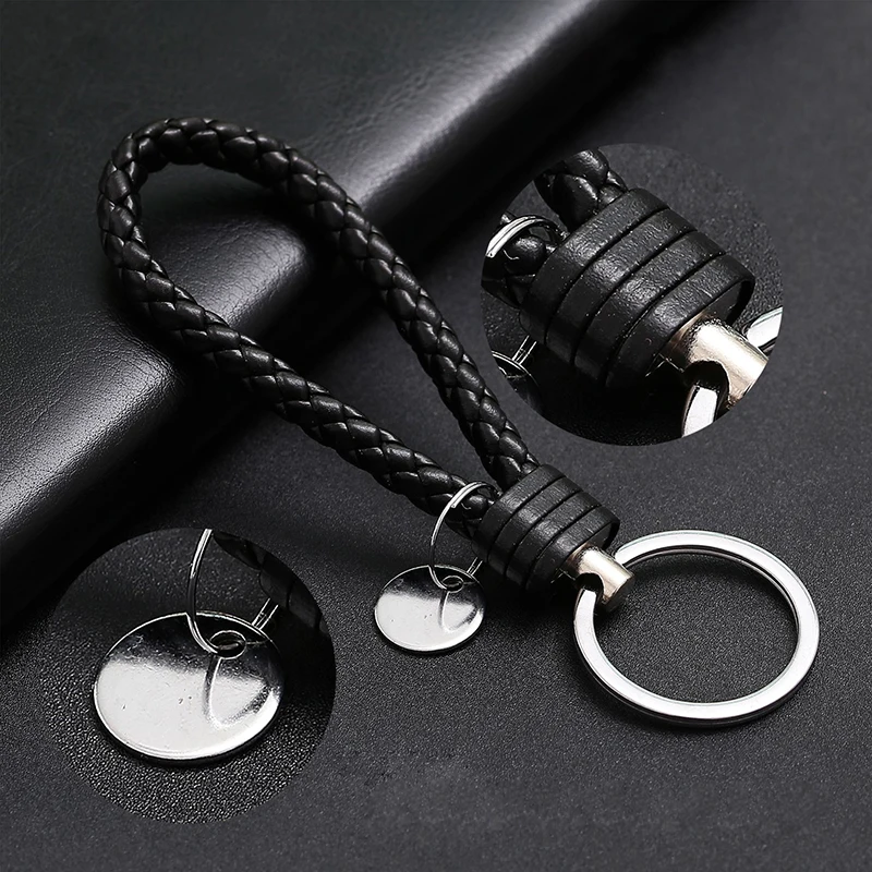 

Universal Braided Leather Keychain Key Chain Ring for ford focus 2 3 Hyundai solaris i35 i25 Mazda 2 3 6 CX-5 Car Accessories