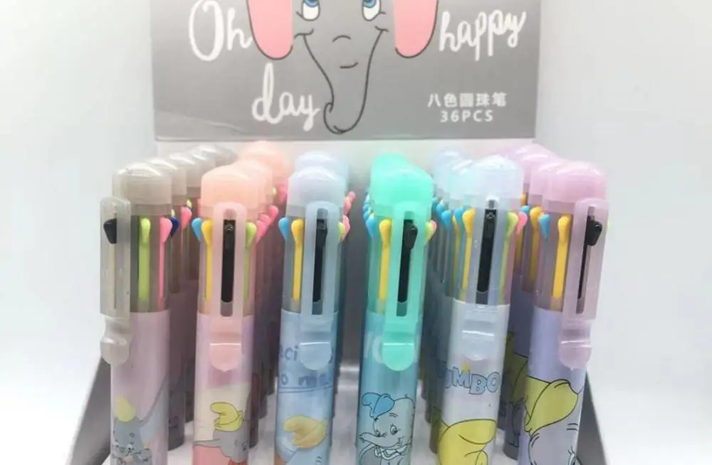 new 8 color elephant multicolor ballpoint pen cartoon school stationery prize kawaii hand account pen office write pen 36pc/lot