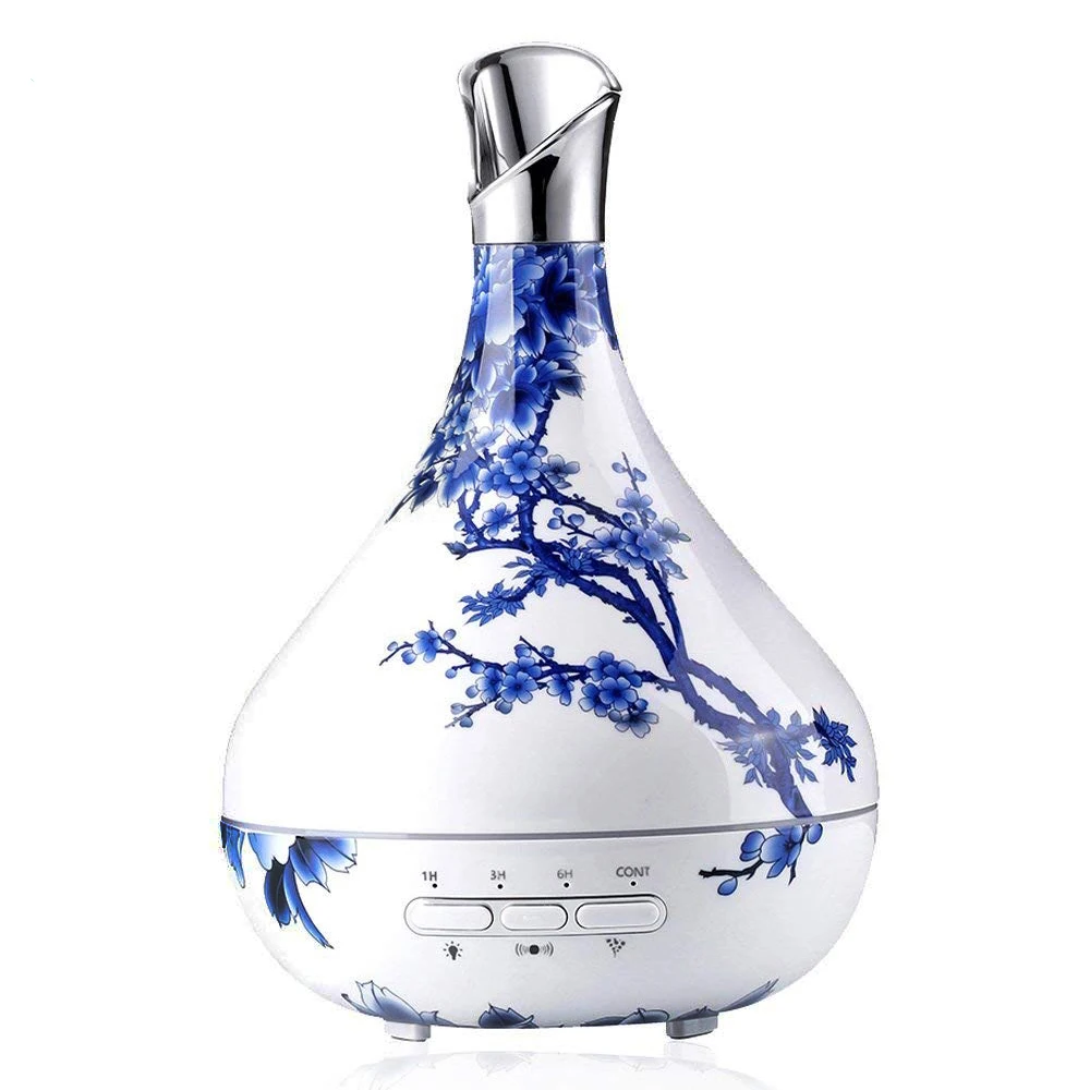 

Smart Essential Oil Diffuser 300ml Cool Mist Humidifier Body Induction Auto Control,Time Setting Valentines (Blue White Grain)