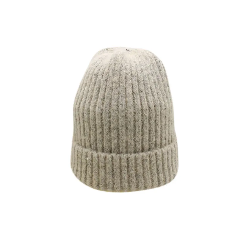 HANGYUNXUANHAO Winter Hat Women Knitted Beanie Hat Real Raccoon Fur Pompom Hat for Female Kids Warm Chunky Thick Stretchy Hat - Цвет: beige 1