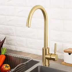 Gold 304 Stainless Steel 360° Rotatable Kitchen Cold Hot Water Faucets with Ceramic Valve Core Tap Sink Bathroom Hardware