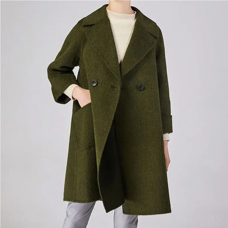 Двухстороннее шерстяное пальто женские корейские длинные куртки осенне зимняя
