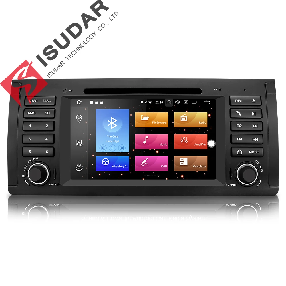 Автомобильный мультимедийный плеер Isudar автомагнитола 1 Din gps Android 8 0 для BMW X5 E53 Canbus