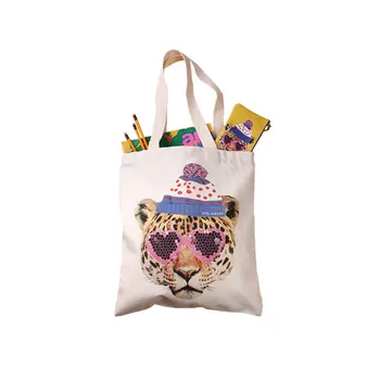 

Hipster Animal Prints Canvas Large Totes Hip-Hop Style Women Causal Street Shopping Bag