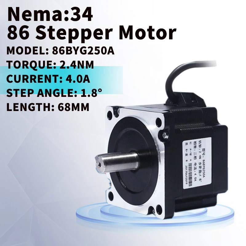 

Nema34 86 Stepper Motor 2.4Nm 4A High Accuracy Motor for CNC Engraving Machine 86BYG250A length: 68mm CNC Stepper Motor