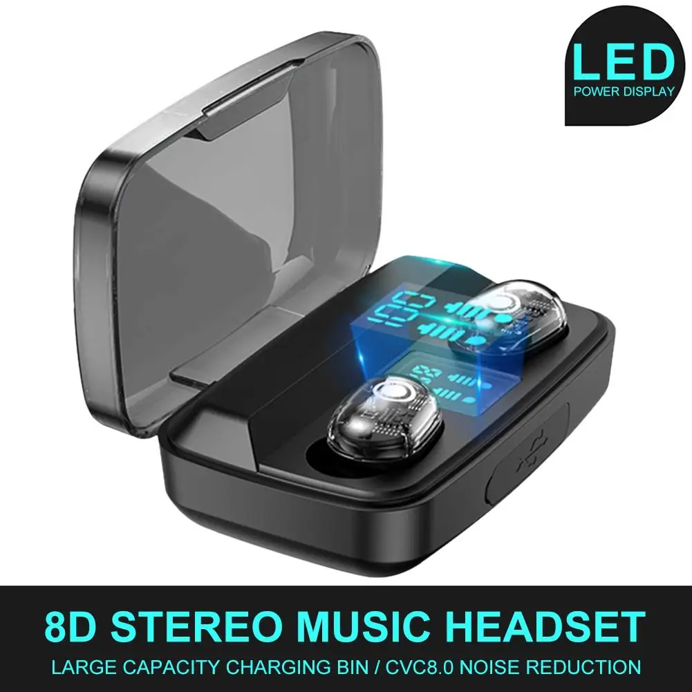 

M13 TWS Wireless Bluetooth Headset Stereo Charging Bin Mini Invisible Sports Earbuds Transparent Digital LED Display Headphones