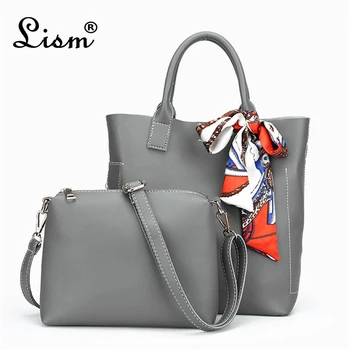 

Women Bags With Scarf Handbags Ladies Composite Bag PU Leather Crossbody Bags Brand Designer Casual Big Tote Bag