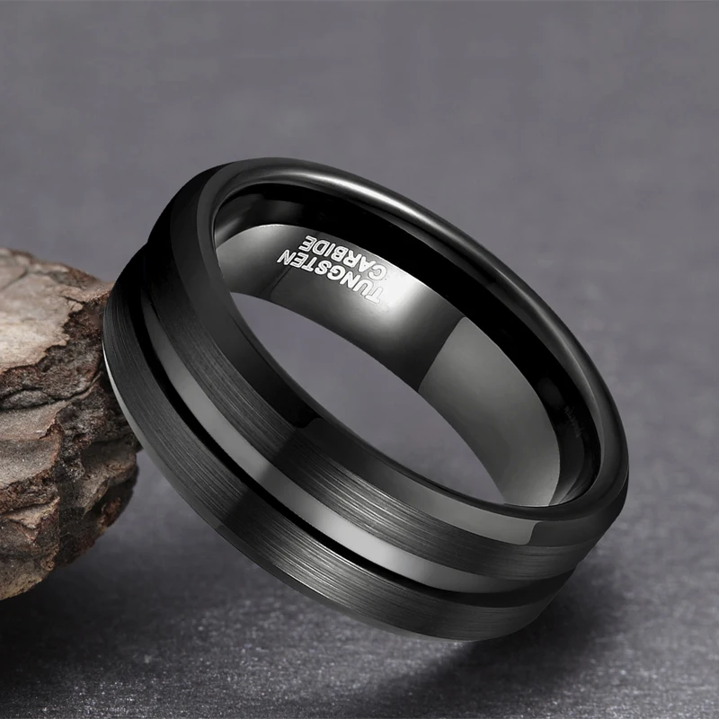 Tigrade Man Black Ring Fashion Jewelry Fashion Jewelry Tungsten Ring Wholesale Engraving Men's Rings Classic Wedding Rings 2