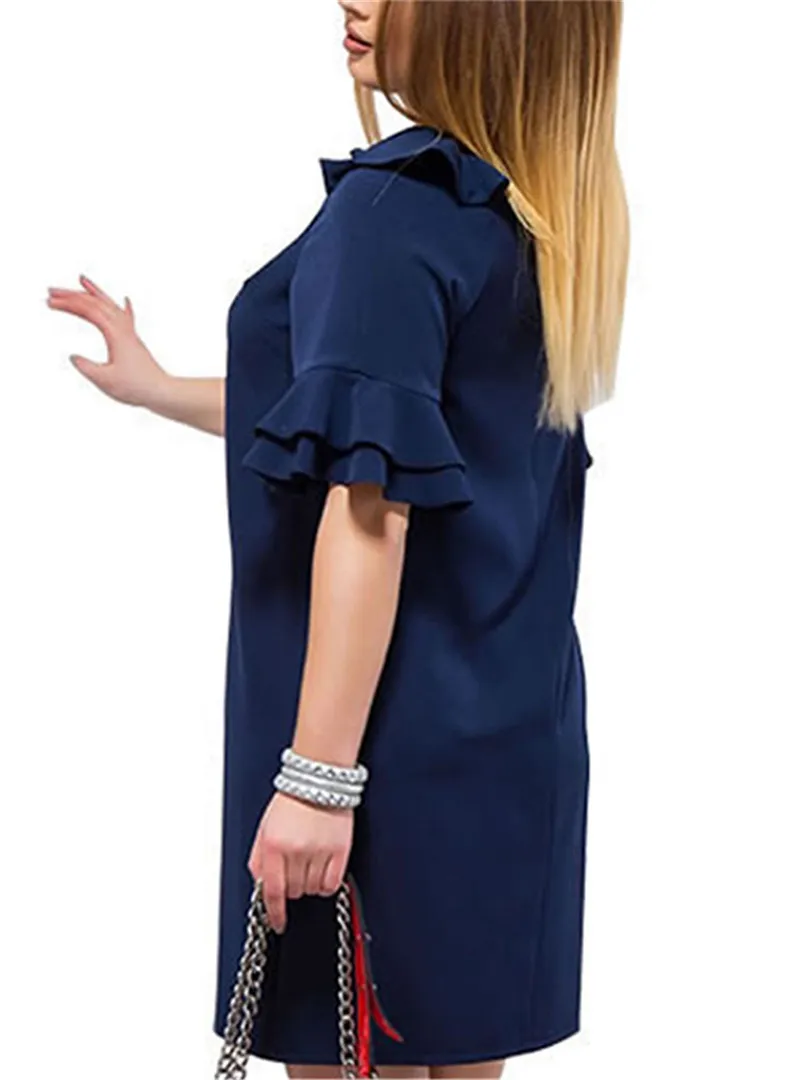 Офисные женские платья больших размеров 6XL 5XL 4XL с оборками, рукав, сексуальное элегантное платье, Vestido, повседневная женская одежда большого размера