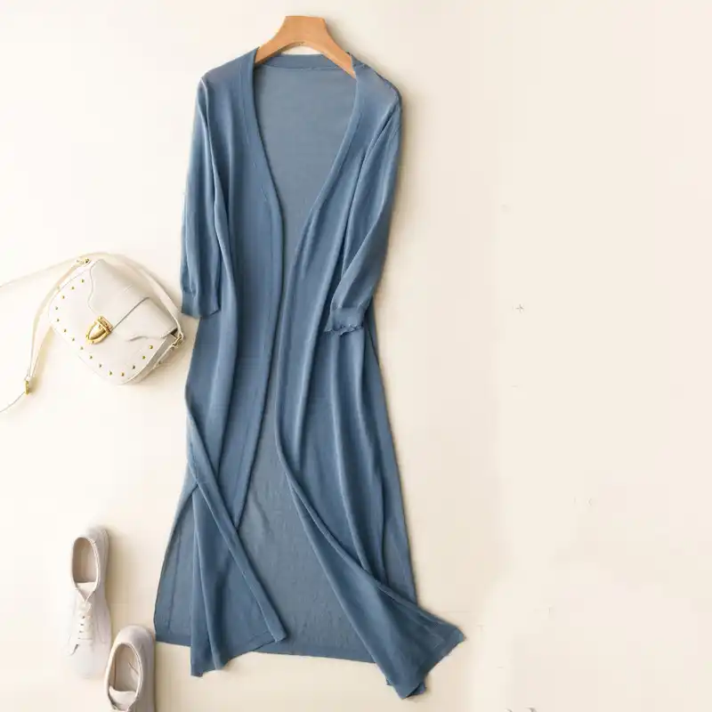 silk long cardigan coat
