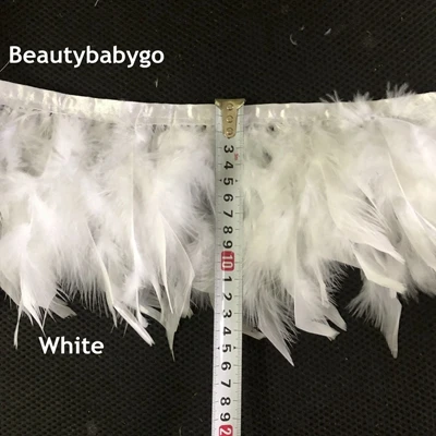 white 10 ярдов/партия индейка бахрома с перьями 4-6 дюймов перья марабу отделка юбки платье отделка ленты перья для ремесел - Цвет: white