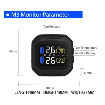 

Universal Wireless Motorcycle TPMS Tire Pressure Monitoring System Motor Tyre LCD Display Internal or External /WI Sensors