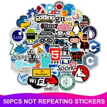50pcs Pack Waterproof PVC Programmer Geek Java Stickers Skateboard Suitcase Snowboard font b Phone b font