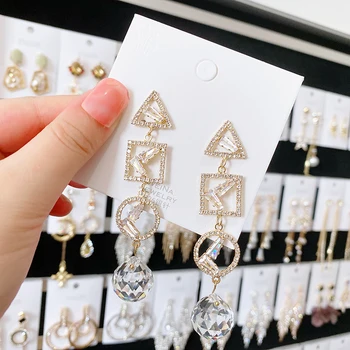 

Ztech Korean New Fashion Jewelry White Crystal Pendant Drop Pendientes Mujer Moda Elegant Dangle Earings Gifts Wholesale