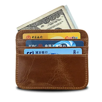 

Genuine Leather Wallet Credit ID Card Holder Card Wallet Money Case Business Purse Coin Purse Men Women Wallet Mini Wallet