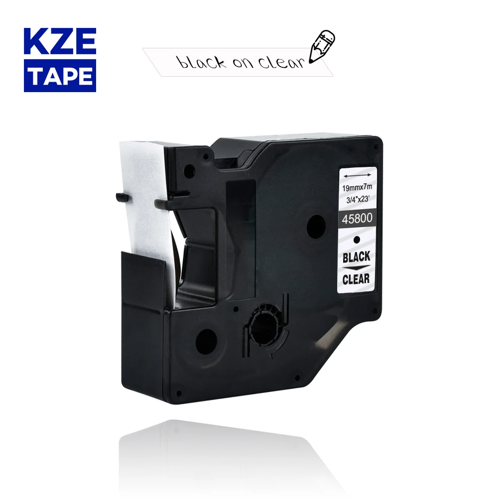 Dymo d1 19 мм 45800 черная на прозрачной ленте для этикеток лента фотопринтер