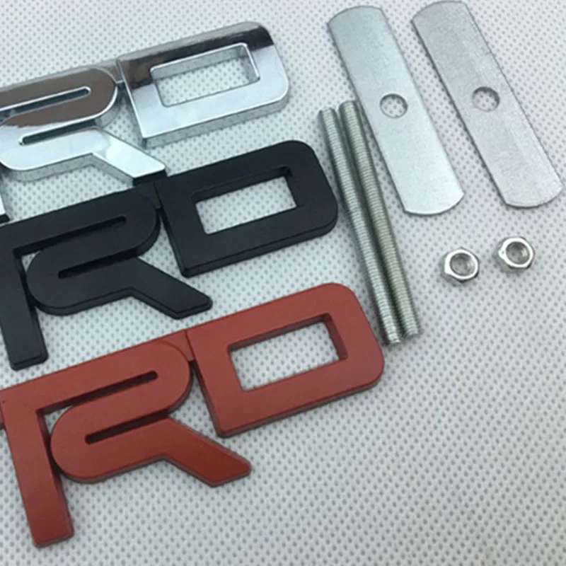 

【Free Shipping】 30 set Car Styling12.3*3.5cm Zinc alloy Plating TRD Emblem Car Front Grills badge logos Silver Red Black