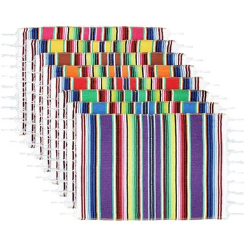 

Mexican Table Place Mats,Mexican Assorted Placemats Mexican Party Wedding Decorations, Fringe Blanket Table Runner 12 x 16 Inch