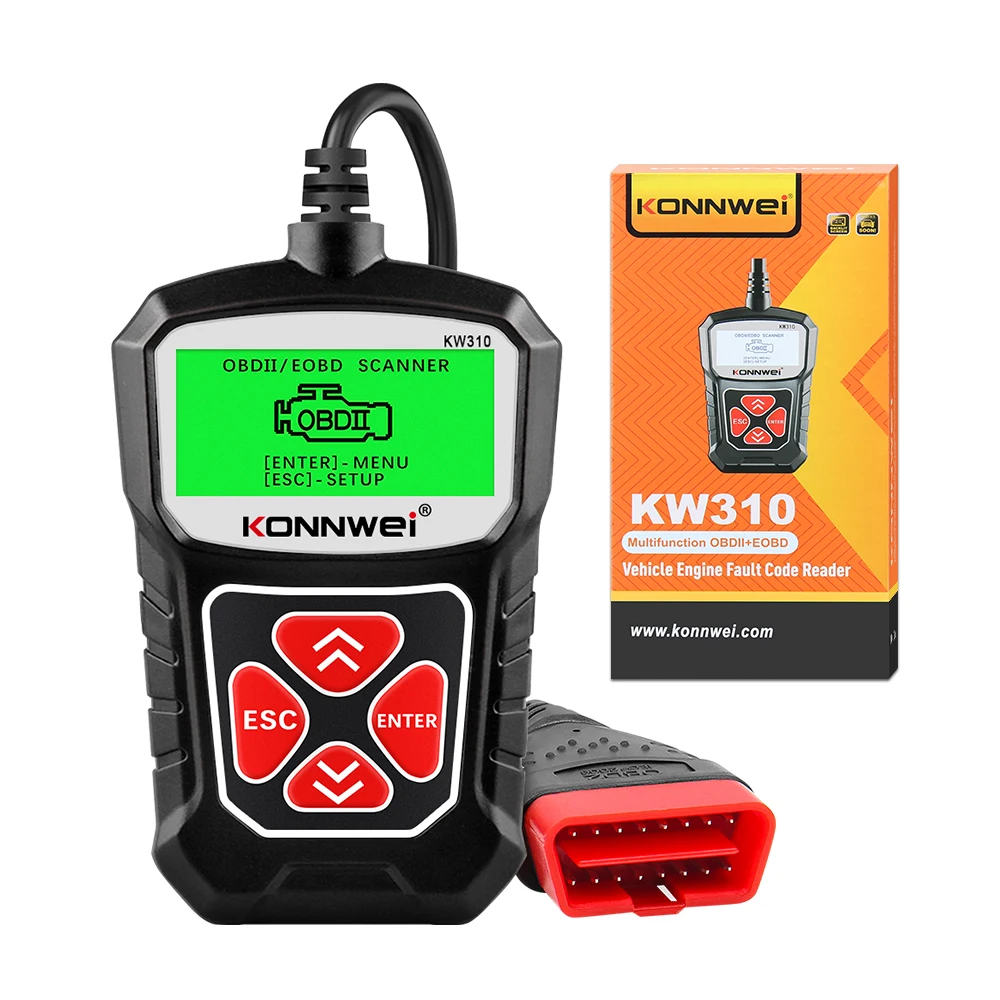 KONNWEI KW310 OBD2 Car Diagnostic Scan Tool Automotive ODB2 Code Reader with Russian OBD 2 Scanner Auto Tools PK ELM 327 V 1 5 Cylinder Stethoscope Code Readers & Scanning Tools