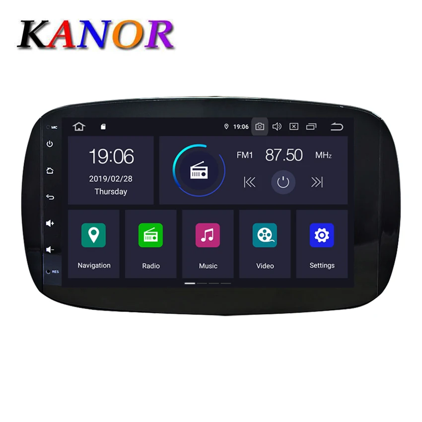 KANOR 1024*600 IPS Android 9.0 2 Din Autoradio Stereo Multimedia For Mercedes Benz Smart 2015 2016 2017 GPS Navigation System