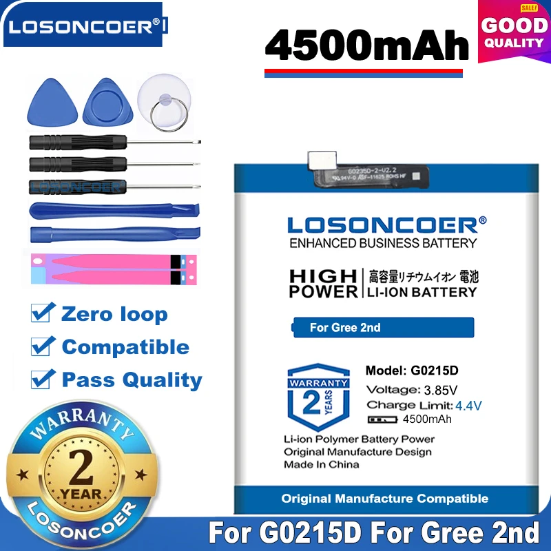 100% оригинал LOSONCOER 4500 мАч G0215D батарея для Gree 2nd поколение мобильный