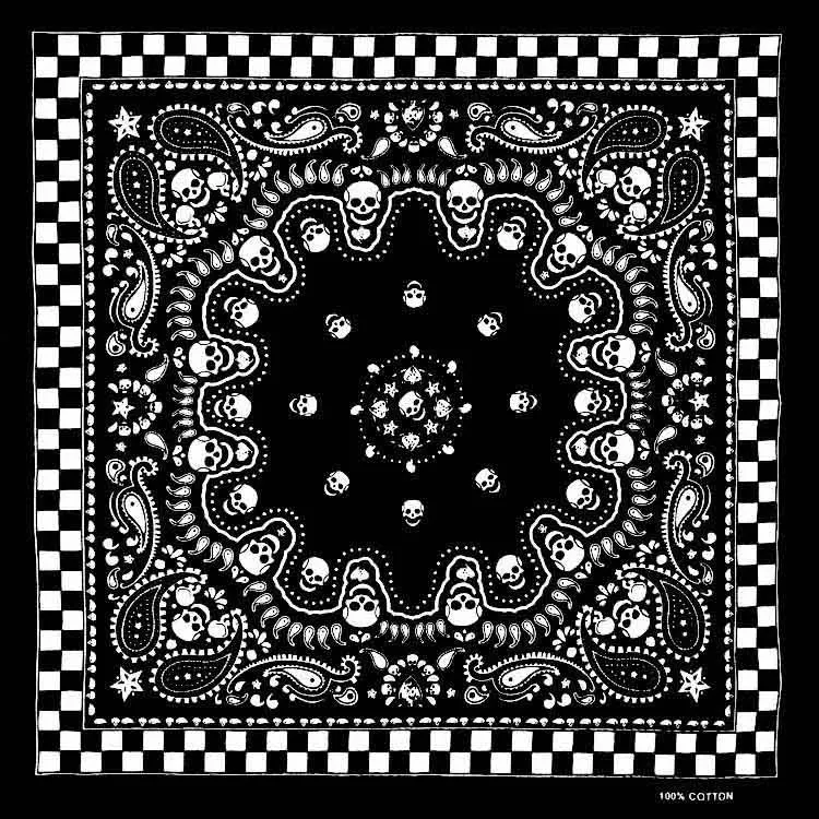 New Design Fashion Hip Hop 100% Cotton Skull Bandana Square Scarf Headband Gifts For Women/Men/Boys/Girls High Quality 