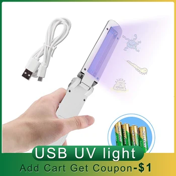 

Foldable UV Disinfection Lamp Household Travel Battery/USB UV light Sanitizer UVC Germicidal Light Sterilizing Lights