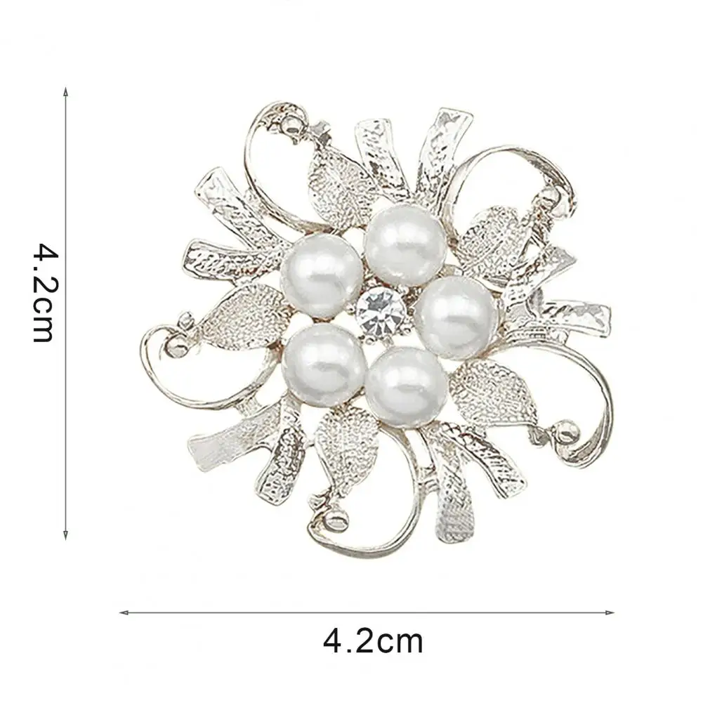 Fashion Imitation Pearl Rhinestone Crystal Flower Brooches 3