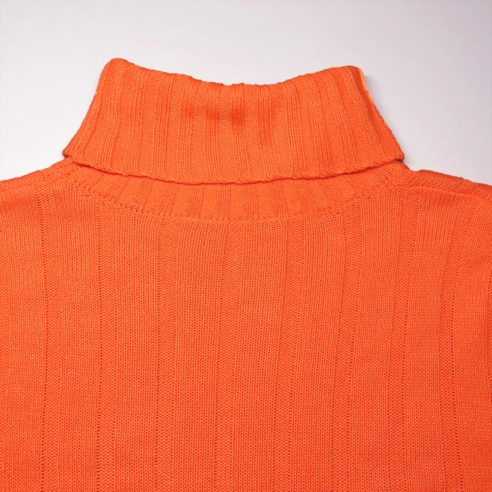 BKLD неоновый оранжевый ярко-розовый осенний зимний модный женский джемпер с высоким воротом и длинным рукавом, женский сексуальный короткий однотонный вязаный пуловер