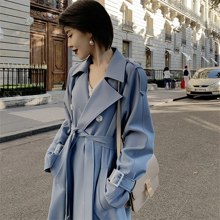 Colorfaith Новинка осень зима женский плащ свободного покроя с лентой двубортный офисный женский корейский стиль элегантный пальто Верхняя одежда JK6690