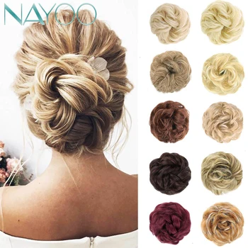

Nayoo Hair Curly Donut Chignon Updo Synthetic Hairpiece Hair Bun Elastic Messy Scrunchies Wrap For Ponytail Extensions for Women