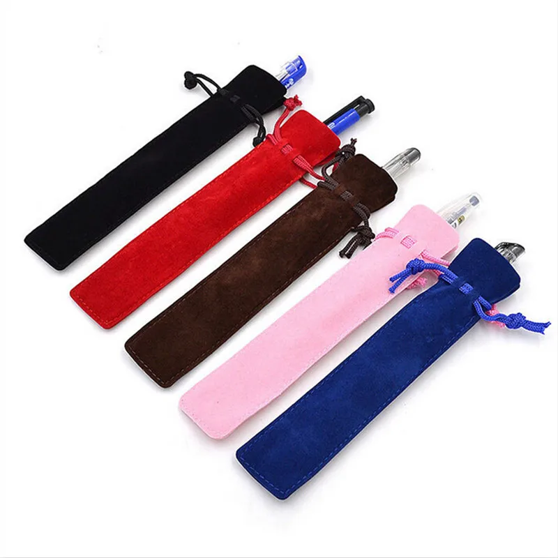 5PCS/lot High Quality Pencil Bag Double-sided Thick Flannel Beam Pencil Bag Gift Pen Packaging Bag for One Pen Suede