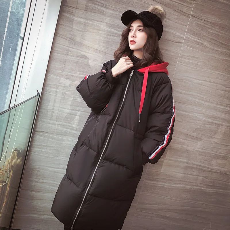 

Cotton-padded Clothes Women's 2018 Winter New Style Korean-style Loose-Fit Slimming BF down Coat Mid-length over-the-Knee Hooded