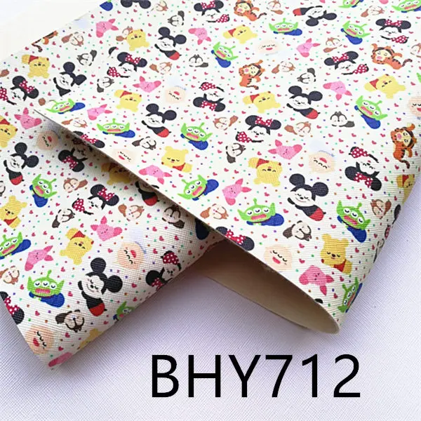 Free shipping A4 20*33CM cartoon print synthetic leather fabric for DIY accessories BHY712