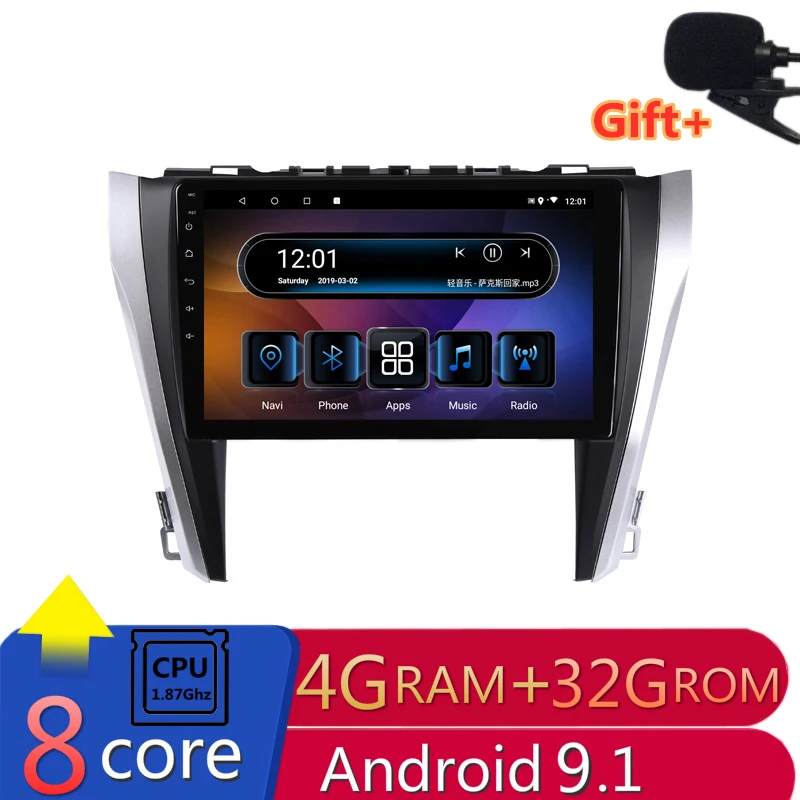 Автомобильный DVD плеер с GPS навигацией 10 1 дюйма 4 Гб ОЗУ 8 ядер Android для Toyota camry 2015 2016
