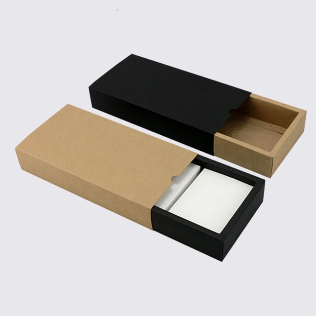 Scatola da imballaggio in carta Kraft da 20 pezzi scatola da regalo con  Display a forma di cassetto nero scatole da imballaggio per caramelle  bianche per matrimoni - AliExpress