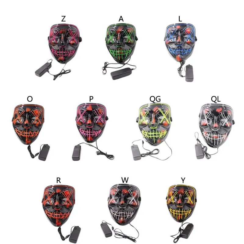 Halloween LED Mask Flashing Purge Masks Election Mascara Costume Party Light Up For Masquerade Cosplay Glow In Dark