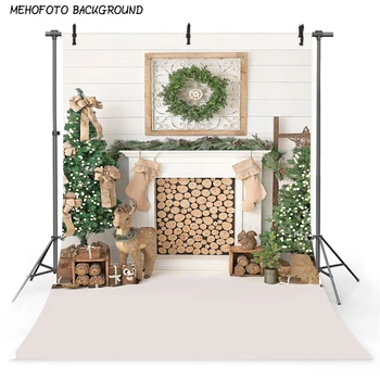 

Christmas Photography Backdrop Christmas Tree Fireplace wreath Background Decorations Photo Booth Studio