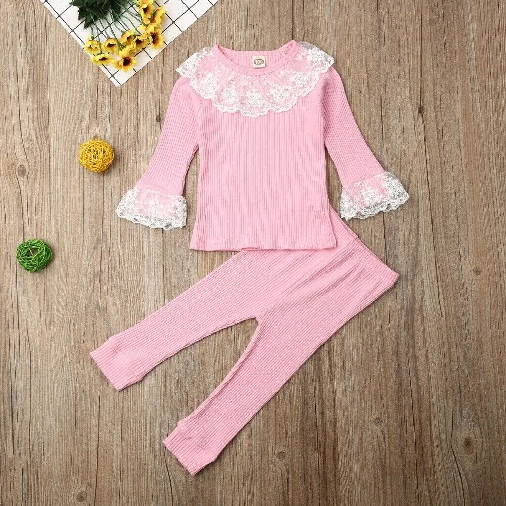 Новинка 2019 года одежда для маленьких девочек кружевной топ с оборками футболка и