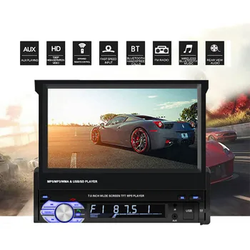 

1 Din Car Radio With Retractable Screen 7" Touch Screen Bluetooth Car MP5 Player Multifunctional Stereo Radio