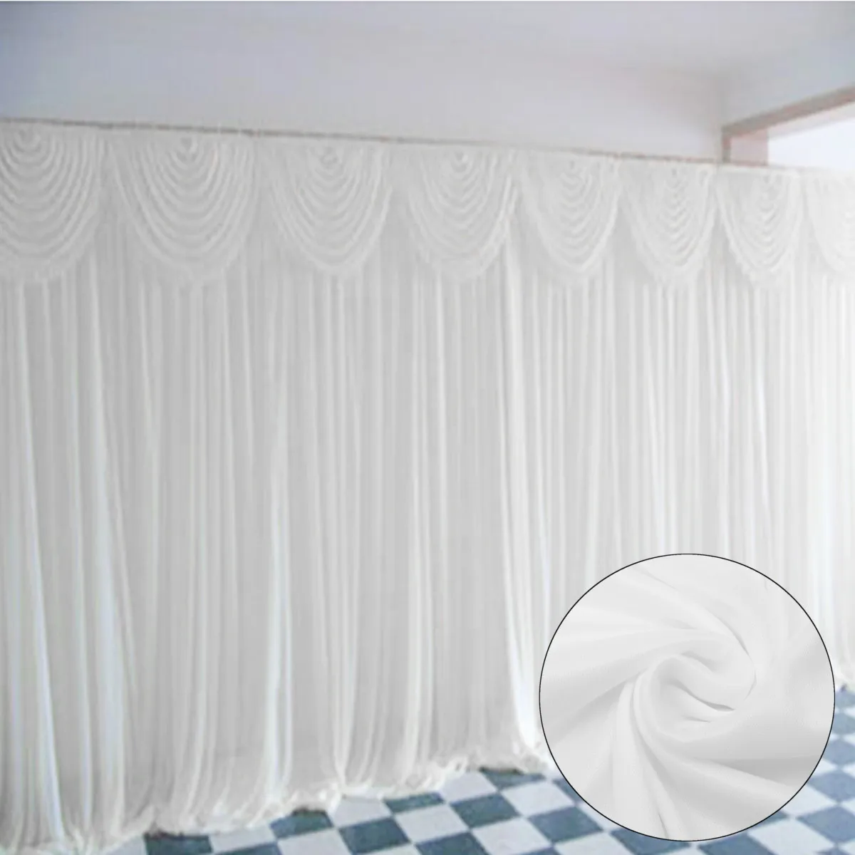 

Draping Swags Curtains Wedding Background Yarn Curtain Event Party Decor Customized Backdrop Silk Drape Decoration